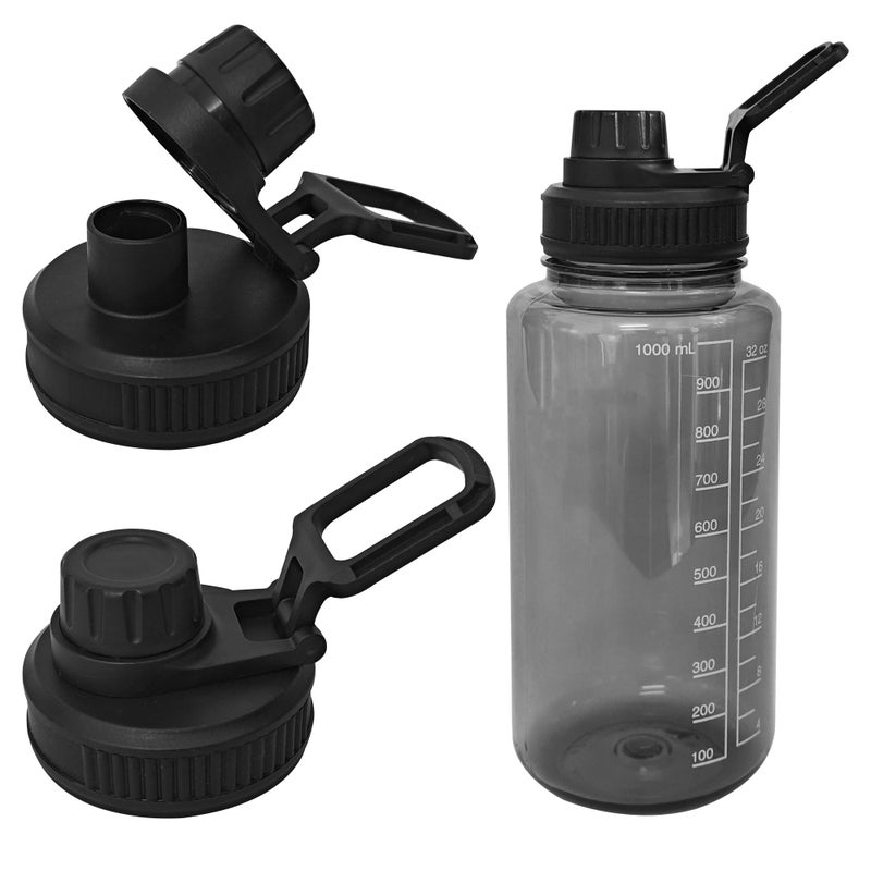 Ehzyaz 2 Pcs Replaceable Lid for Nalgene Sustain Tritan Water Bottle, Wide Mouth Loop Top Lid Compatible with Nalgene 32 oz, BPA Free, Replacement Cap Accessories with Handle Easy to Carry, Black - Image 1