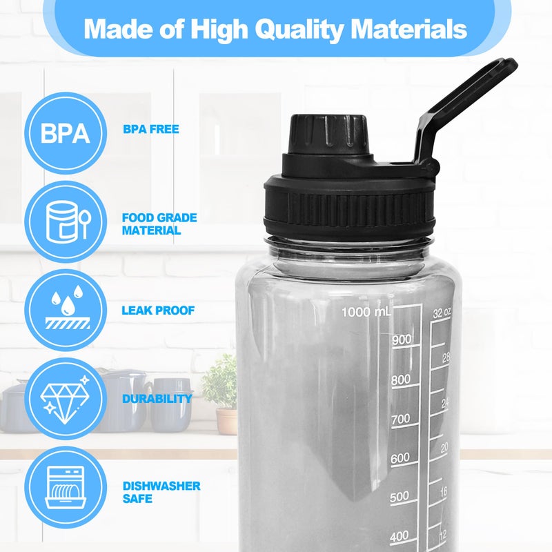 Ehzyaz 2 Pcs Replaceable Lid for Nalgene Sustain Tritan Water Bottle, Wide Mouth Loop Top Lid Compatible with Nalgene 32 oz, BPA Free, Replacement Cap Accessories with Handle Easy to Carry, Black - Image 2