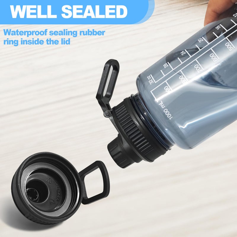 Ehzyaz 2 Pcs Replaceable Lid for Nalgene Sustain Tritan Water Bottle, Wide Mouth Loop Top Lid Compatible with Nalgene 32 oz, BPA Free, Replacement Cap Accessories with Handle Easy to Carry, Black - Image 5