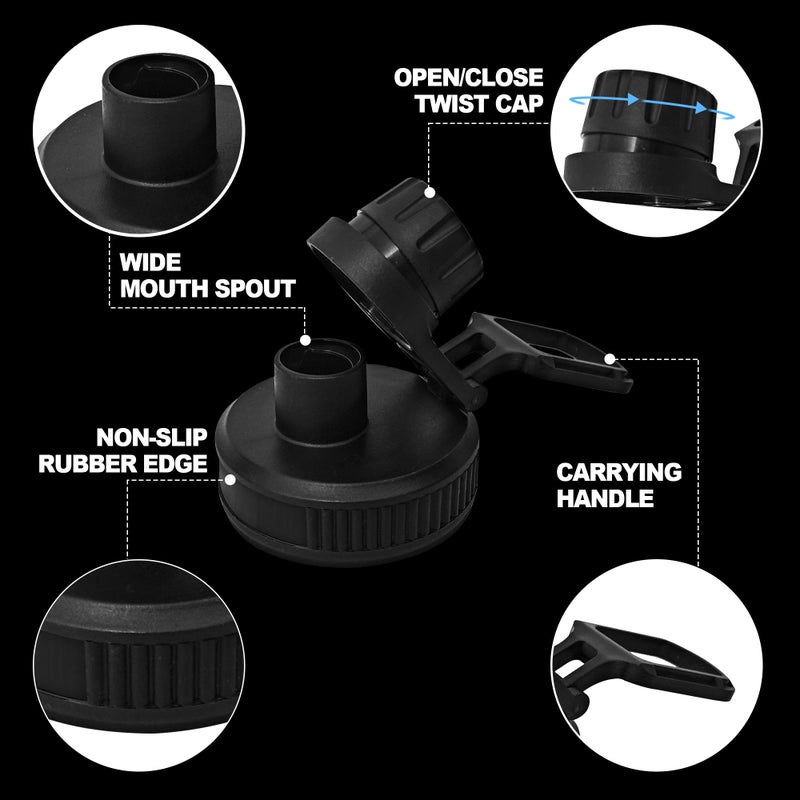 Ehzyaz 2 Pcs Replaceable Lid for Nalgene Sustain Tritan Water Bottle, Wide Mouth Loop Top Lid Compatible with Nalgene 32 oz, BPA Free, Replacement Cap Accessories with Handle Easy to Carry, Black - Image 3