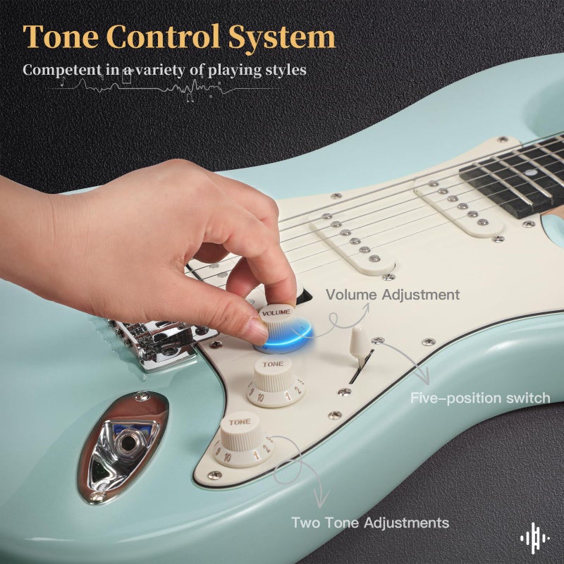 Musicool 39 Inch Electric Guitar Starter Kitâ€“ HSS Pickups Solid Body Electric Guitar Includes Amplifier, Bag, Digital Tuner, Strap, String, Cable, Picks, Beginner Gift ï¼ˆOlympic Blueï¼‰ - Image 5