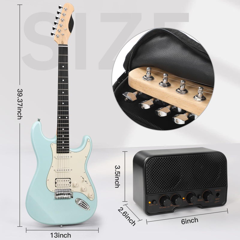 Musicool 39 Inch Electric Guitar Starter Kitâ€“ HSS Pickups Solid Body Electric Guitar Includes Amplifier, Bag, Digital Tuner, Strap, String, Cable, Picks, Beginner Gift ï¼ˆOlympic Blueï¼‰ - Image 2