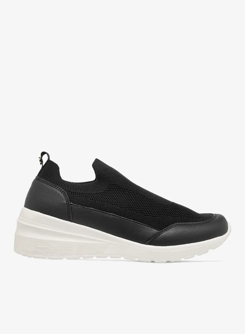 Women's Textured Slip-On Sneakers with Pull Tab Detail