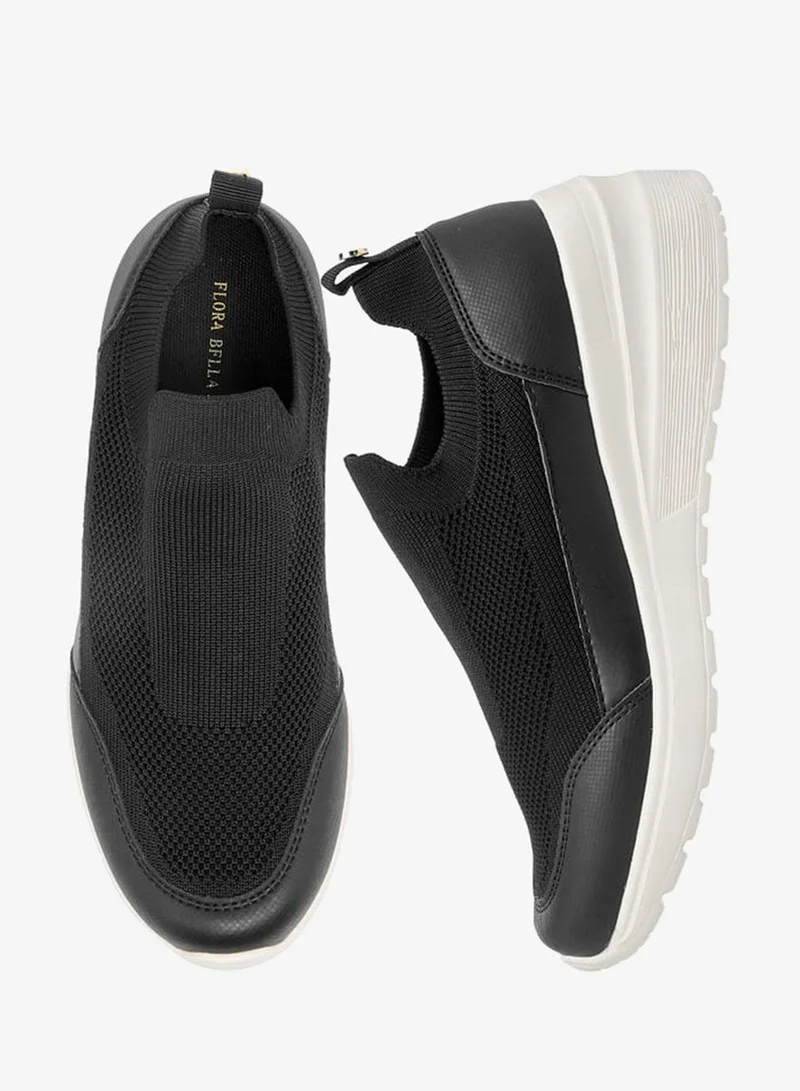 Flora Bella By Shoexpress Women's Textured Slip-On Sneakers with Pull Tab Detail