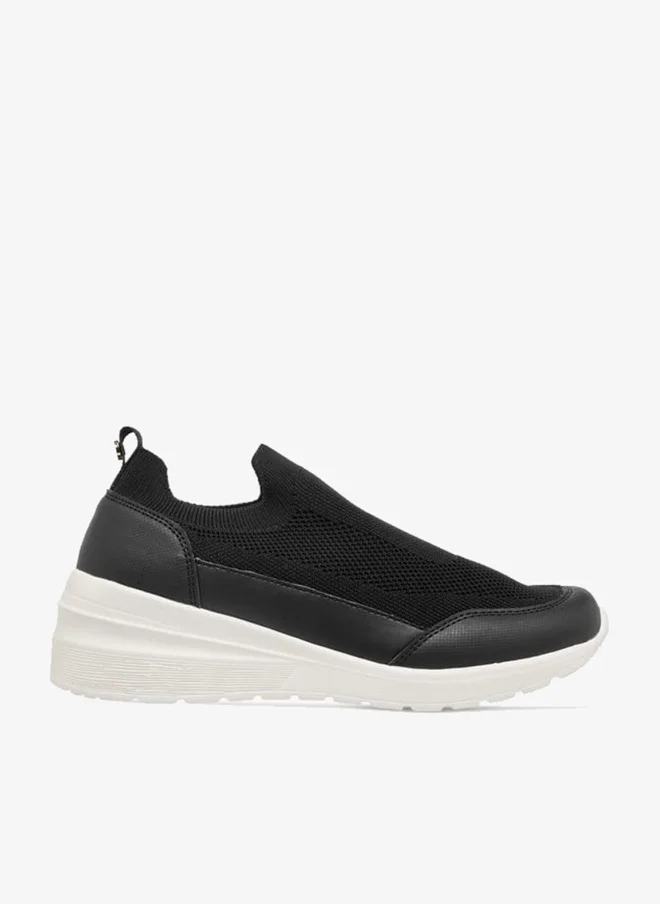 Women's Textured Slip-On Sneakers with Pull Tab Detail