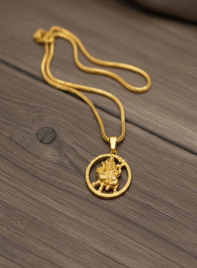 CHARMS Maa Ambe Gold Tone Pendant with Chain – Sacred Durga Goddess for Blessings & Strength - Image 5