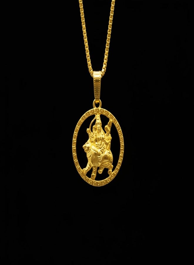 CHARMS Maa Ambe Gold Tone Pendant with Chain – Sacred Durga Goddess for Blessings & Strength - Image 3