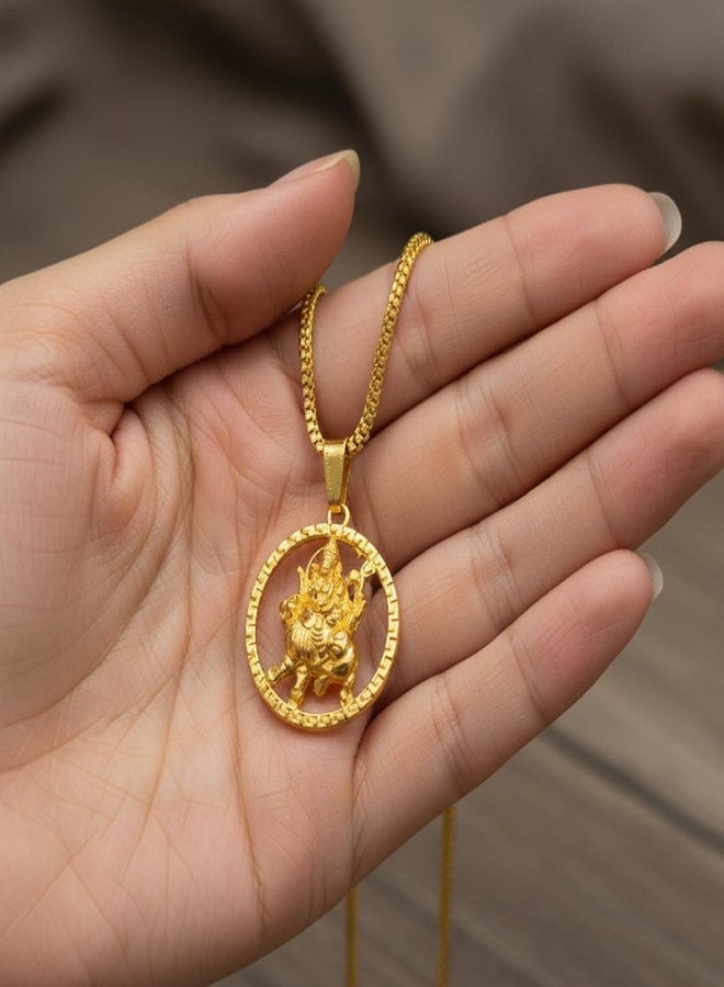 CHARMS Maa Ambe Gold Tone Pendant with Chain – Sacred Durga Goddess for Blessings & Strength - Image 4
