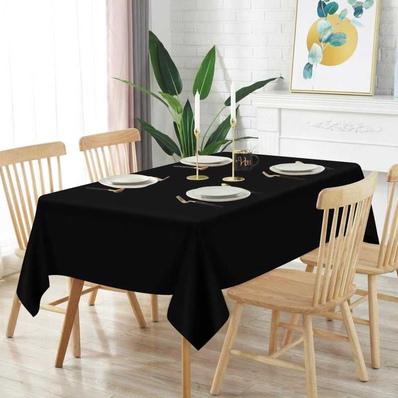 Mulbozy 2 Pcs Black Plastic Tablecloth for Rectangle Table, 54 Ã— 108 inches Disposable Black Party Table Covers for Birthday, Wedding, Baby Shower, Holdiay Party Decoration - Image 2