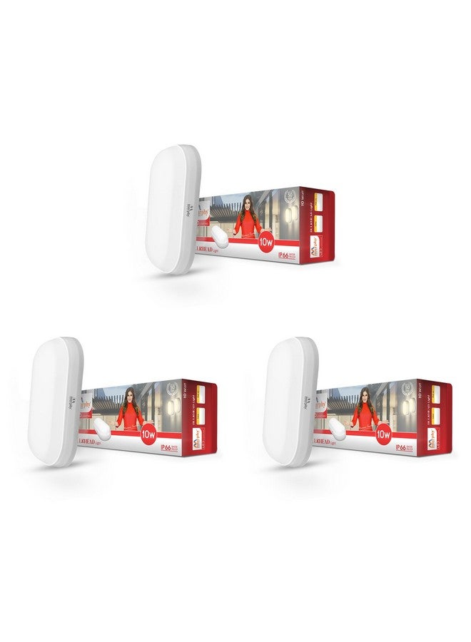 Murphy 10W LED Oval Shape Bulkhead Wall Lamp | IP66 Waterproof Outdoor Light for Gardens, Porches & Bathrooms | Cool White, Pack of 3 | 2-Year Warranty - Image 1