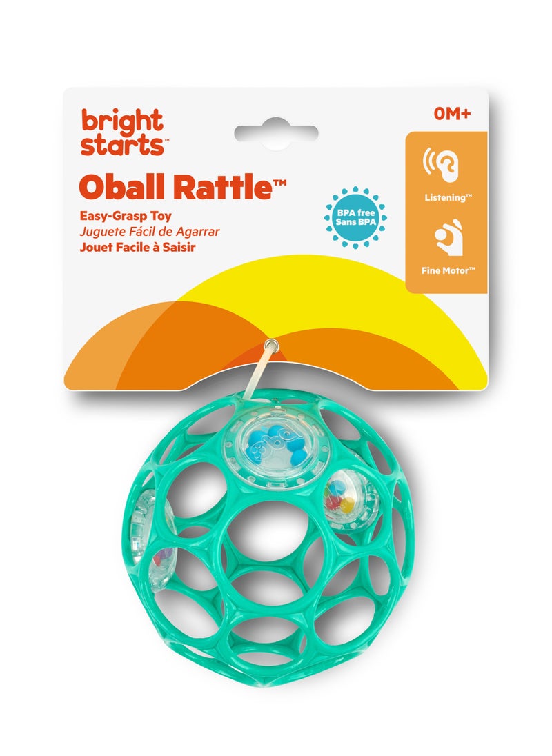 Bright Starts - Oball Rattle Easy-Grasp Toy, Flexible Rattle, Promotes Fine Motor Skills & Auditory Stimulation, BPA-Free, For Newborns+ - Image 1