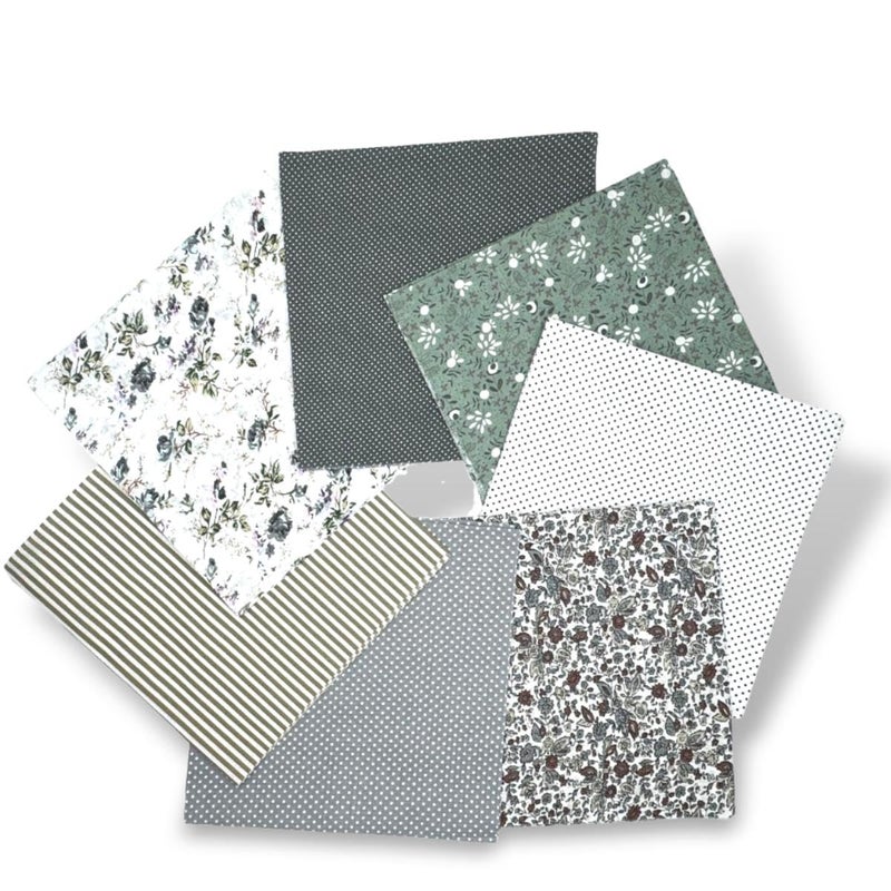 VUFVOID High-Grade Cotton Quilting Fabric Bundle, 100% Cotton Floral Print Patchwork Material for DIY Sewing, Cushions, Crafts, Machine Washable, Multi-Color Patterns (White Gray, 20 * 20'') - Image 1