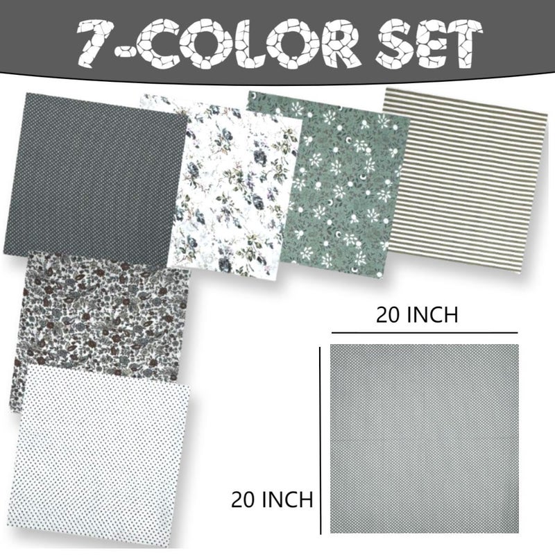 VUFVOID High-Grade Cotton Quilting Fabric Bundle, 100% Cotton Floral Print Patchwork Material for DIY Sewing, Cushions, Crafts, Machine Washable, Multi-Color Patterns (White Gray, 20 * 20'') - Image 2