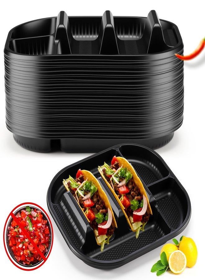 Baderke 20 Pack Disposable Taco Plates, PP Taco Holder Plates with 2 Dividers for Soft & Hard Shells for Tuesday, Parties, Picnics, Microwave Safe - Image 1