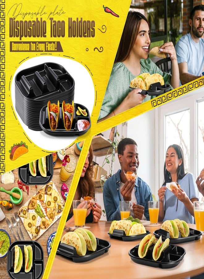 Baderke 20 Pack Disposable Taco Plates, PP Taco Holder Plates with 2 Dividers for Soft & Hard Shells for Tuesday, Parties, Picnics, Microwave Safe - Image 5