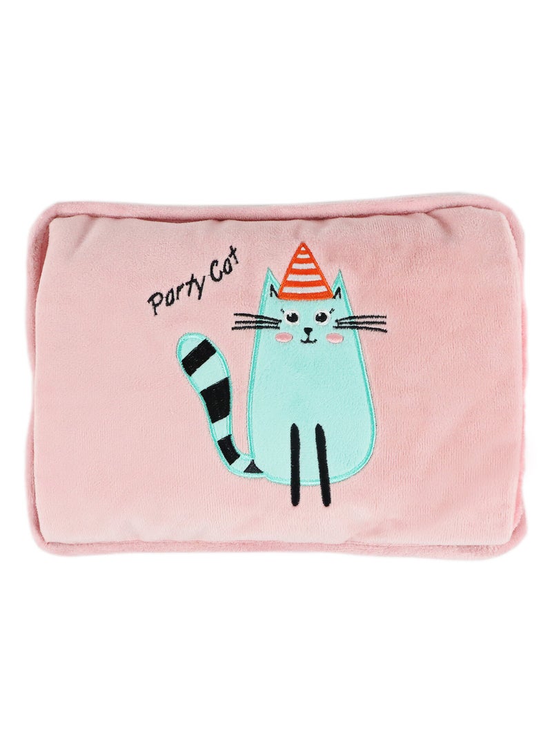 Biggdesign Party Cat Electric Hot Water Bottle with Soft Cover Rechargable Hot Water Bag for Pain Relief - Image 1