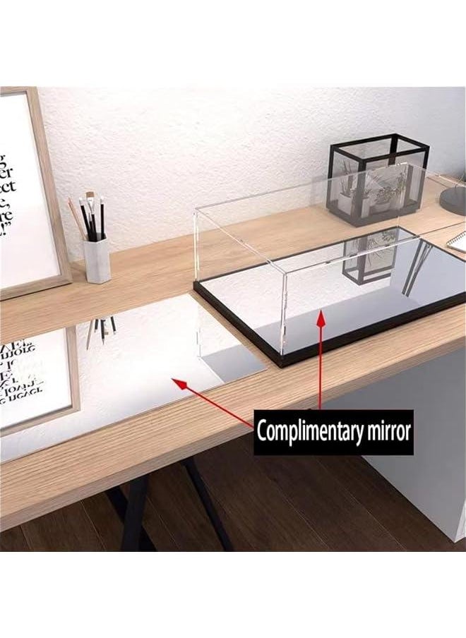Arabest - 2cm Walnut Wood Grain Display Box Coffee Black high-end countertop Display Box Suitable for Pop Mart MOKOKO Vinyl Doll Spring Flower Transparent Display Cabinet (Black+Mirror+3MM) - Image 1