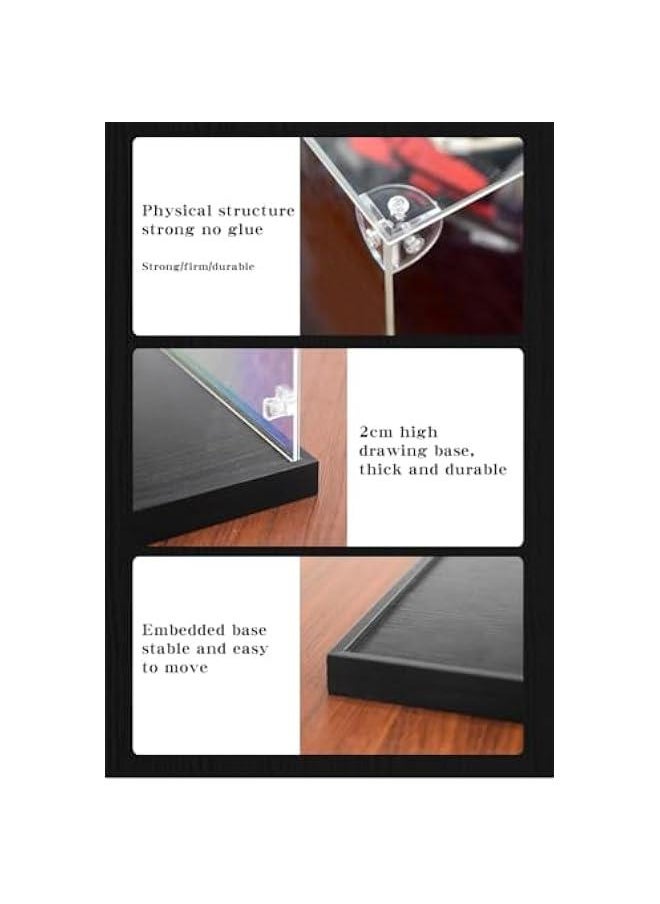 Arabest - 2cm Walnut Wood Grain Display Box Coffee Black high-end countertop Display Box Suitable for Pop Mart MOKOKO Vinyl Doll Spring Flower Transparent Display Cabinet (Black+Mirror+3MM) - Image 1