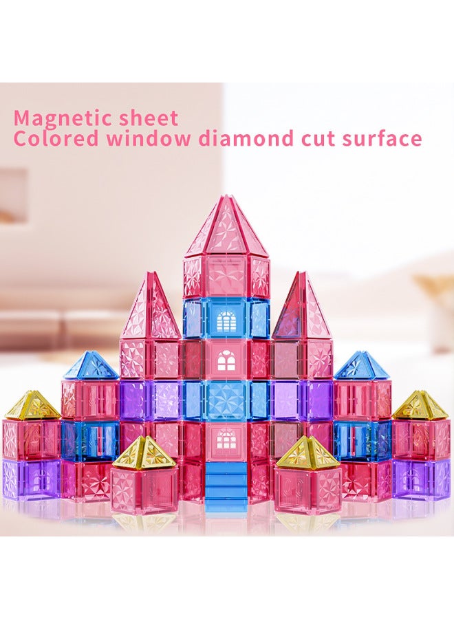 English Color Window Ice And Snow Magnetic Pieces Building Blocks Children's Magnetic Puzzle Puzzle Varieties Assembled Drill Surface Toy-Color:015 Diamond Flour Magnetic Sheet-90pcs  - Image 5