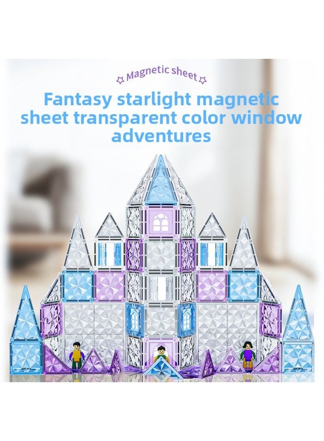 English Color Window Ice And Snow Magnetic Pieces Building Blocks Children's Magnetic Puzzle Puzzle Varieties Assembled Drill Surface Toy-Color:015 Diamond Flour Magnetic Sheet-90pcs  - Image 4