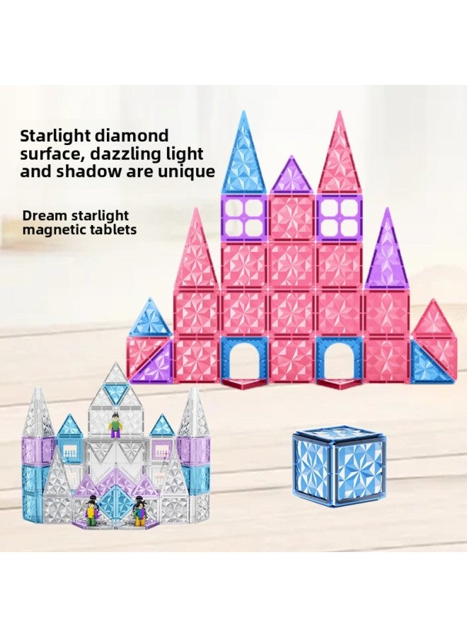 English Color Window Ice And Snow Magnetic Pieces Building Blocks Children's Magnetic Puzzle Puzzle Varieties Assembled Drill Surface Toy-Color:015 Diamond Flour Magnetic Sheet-90pcs  - Image 2