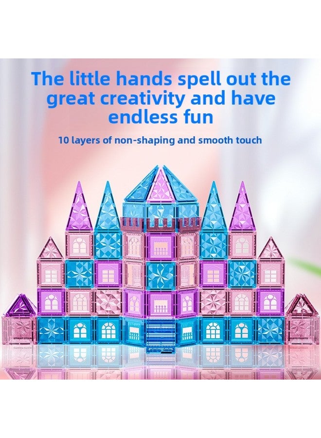 English Color Window Ice And Snow Magnetic Pieces Building Blocks Children's Magnetic Puzzle Puzzle Varieties Assembled Drill Surface Toy-Color:015 Diamond Flour Magnetic Sheet-90pcs  - Image 3