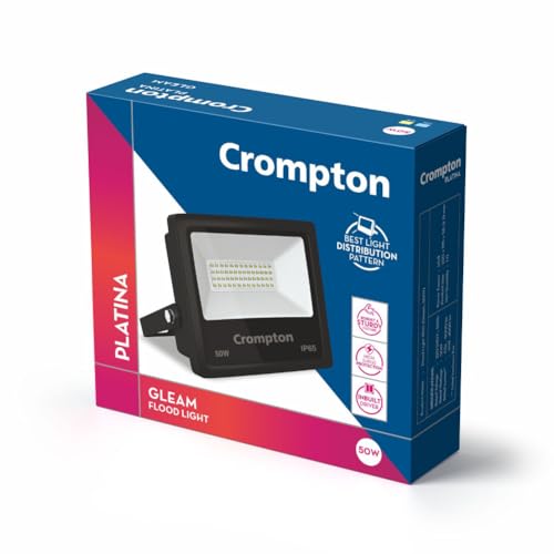 Crompton Gleam Neo LED Flood Light 50W Cool Day Light | Pack of 1 | Outdoor Waterproof Security Light | Wide Angle Beam for Monument Lighting, Shops, Malls, Parking Area - Image 1