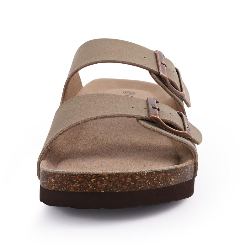 ODOLY Unisex Cork Footbed Slide Sandal, Arch Support Summer Outdoor Sandals with Adjustable Buckle for Women and Men, Taupe 38 (7.5 Women/6 Men) - Image 4