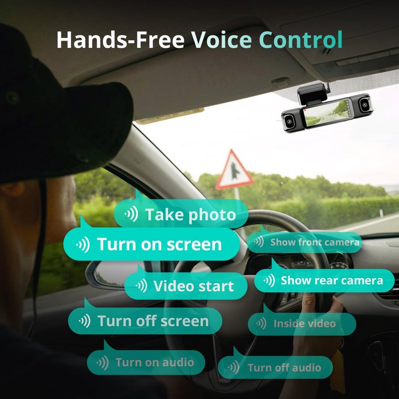 بوتسلاب BOTSLAB 4 Channel 360° Dash Cam, Voice Control, Touch Screen, 128GB Card - Image 5