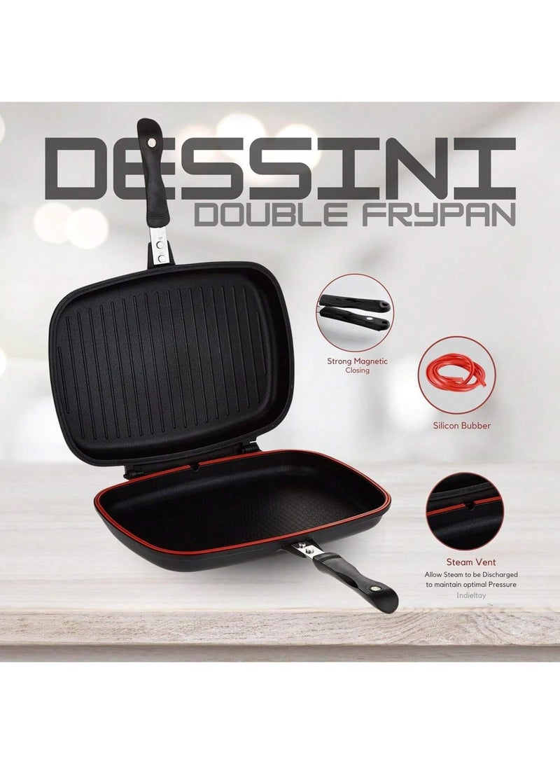 ديسيني مقلاة شواء مزدوجة الجوانب - صينية غير لاصقة بمقبضين - أسود - Image 5