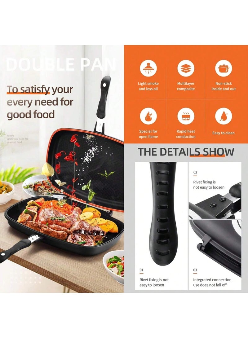 ديسيني مقلاة شواء مزدوجة الجوانب - صينية غير لاصقة بمقبضين - أسود - Image 3