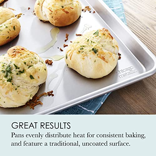 Chicago Metallic Commercial II Traditional Uncoated 16-3/4 by 12-Inch Jelly-Roll Pan, Perfect for making jelly rolls, cookies, pastries, pizza, one-pan meals, and more, Set of 2 - Image 4