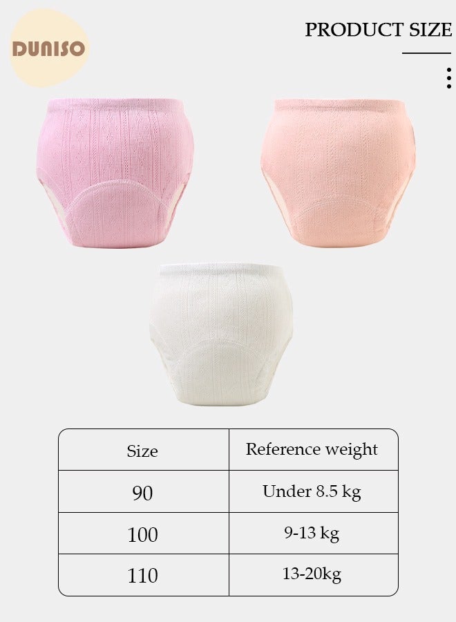 DUNISO 3 Pcs 4 Layer Breathable Cotton Training Pants Training Underwear Pants Size L Suitable For 8-13 Kg Baby Girls Boys - Image 4