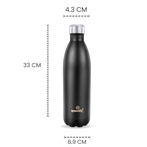 Speedex Thermos Bottle - 1000 ML Vacuum Insulated Stainless Steel for Kids, Men, Women - Thermosteel Bottle Ideal for School, Office, Travel Flask for Hot & Cold Beverages - Black Colour - Image 3