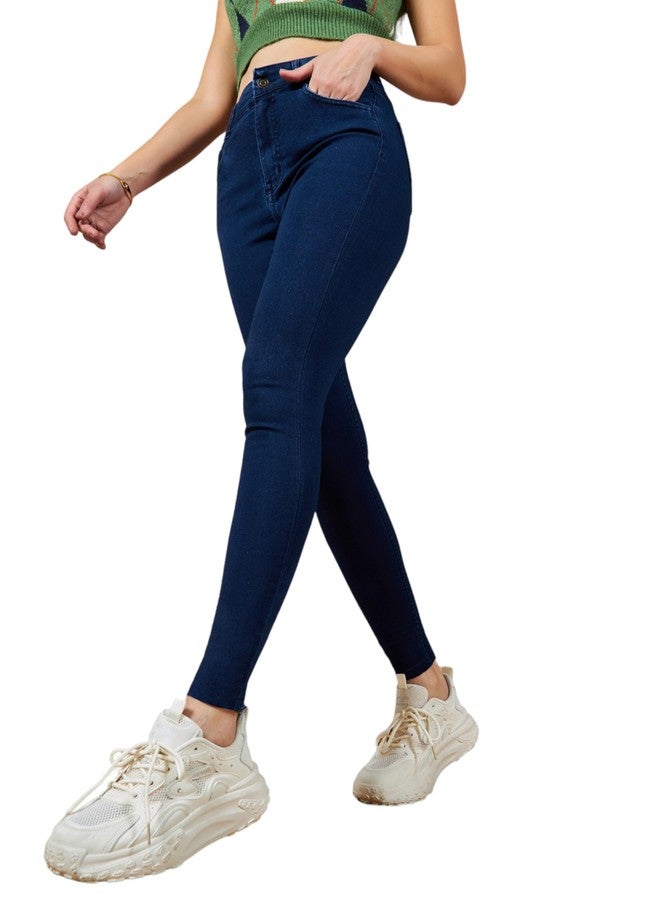Miss Chase Women's Skinny High Rise Regular Stretchable Denim (Plus Size) Jeans (MCAW18DEN02-77-323-32, Space Blue, 32) - Image 1