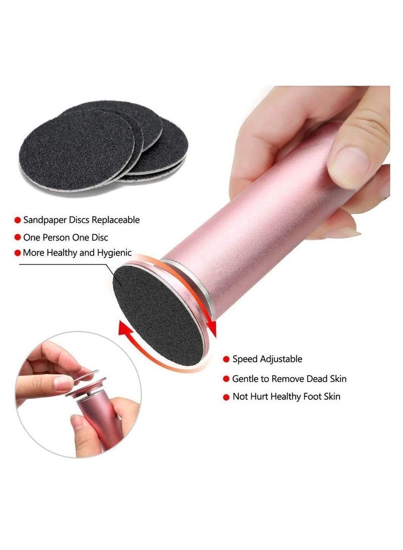 Arabest Electric Foot Callus Remover (Adjustable Speed) with 60pcs Replacement Sandpaper Discs, Powerful Pedicure Electronic Foot File for Women Men Dead Dry Hard Skin Calluses, Pink - Image 4