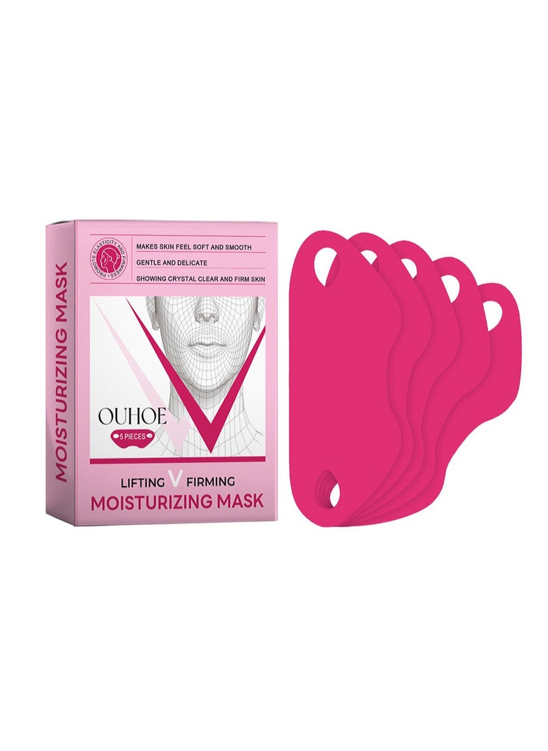 OUHOE Moisturizing Mask, V Line Facial Mask, Double Chin Reduce Lifting, Hydrating Anti-Wrinkle and Anti-Aging, Creating a V-Shaped Face for Women 5Pcs  - Image 1