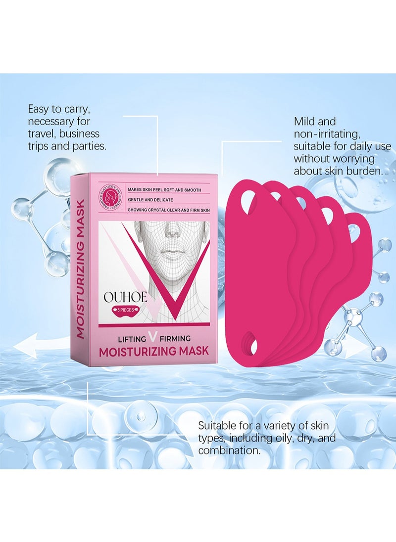OUHOE Moisturizing Mask, V Line Facial Mask, Double Chin Reduce Lifting, Hydrating Anti-Wrinkle and Anti-Aging, Creating a V-Shaped Face for Women 5Pcs  - Image 4