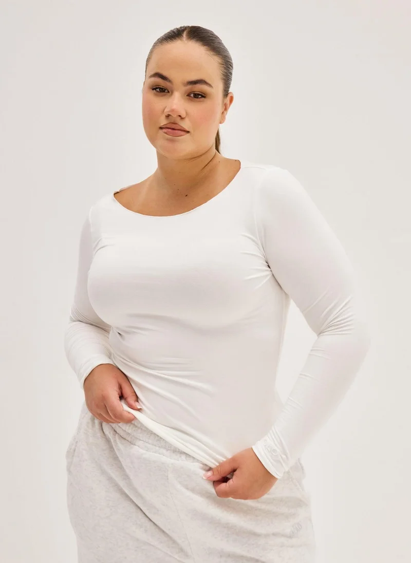 رولو Women's Soft Boatneck Long Sleeve - White