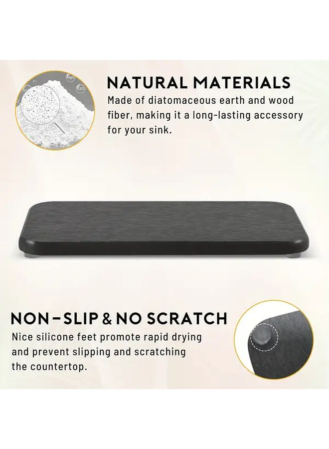 2pcs Natural Diatomite Stone Bath And Sink Mat White Two Piece Set 7.87 3.94 Inch Quick Dry Absorbent Diatomite Mud Tray Dish Soap Dispenser Holder Non Slip Bathroom Counter Diatomite Powder Effect - Image 3