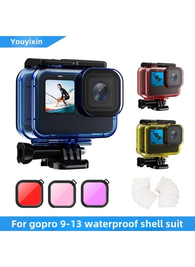 Generic Suitable For Gopro Accessories 9-13 Waterproof Case Suit Sports Camera Accessories Disassembly-free Lens Multiple Colors-Color:9-13 Waterproof Shell Set (blue)  - Image 2