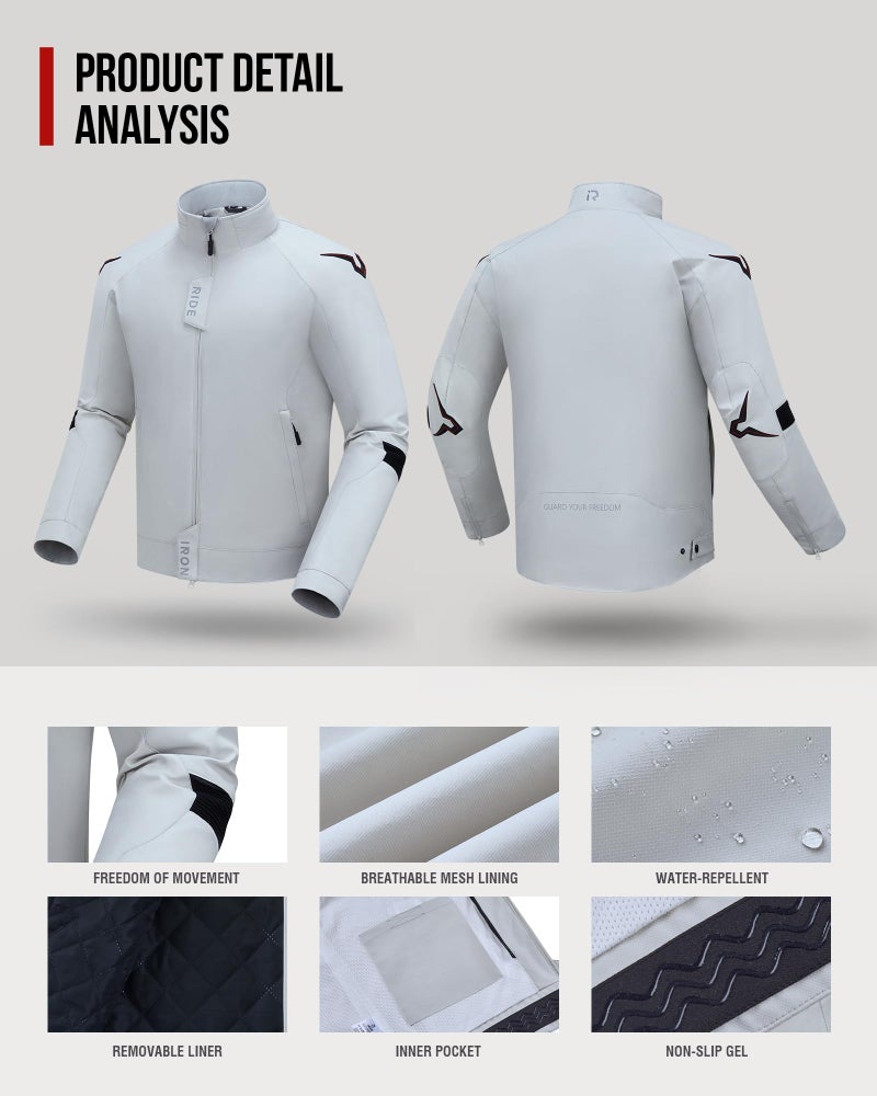 RIDEIRON Motorcycle Riding Jacket for Men, Waterproof, with Ce Level 2 Armors (Shoulder/Elbow), Removable Liner, All Season - Image 4