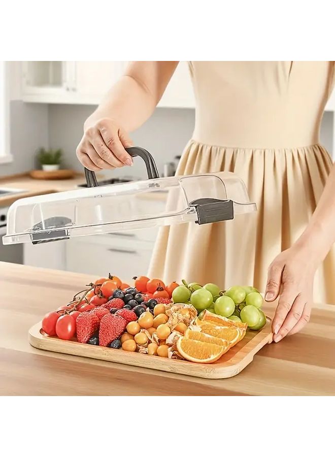 Large Bamboo Serving Board With 6 Compartments And Locking Lid Portable Leak Proof - Image 5