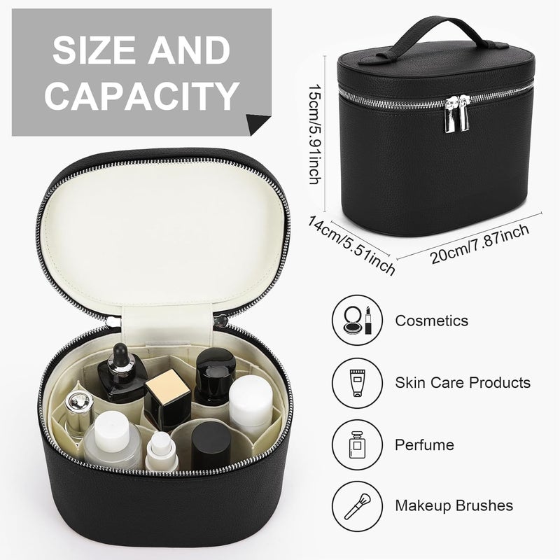 YFGBCX Makeup Bag Vanity Case with Removable Divider Travel Toiletry Bag Portable Cosmetic Bag Makeup Organizer Case, Black - Image 3