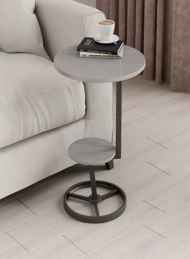 fashionhome طاولة جانبية محمولة بتصميم عصري متعدد الاستخدامات بطبقتين لغرف النوم والمكاتب 40 × 55 سم - Image 1