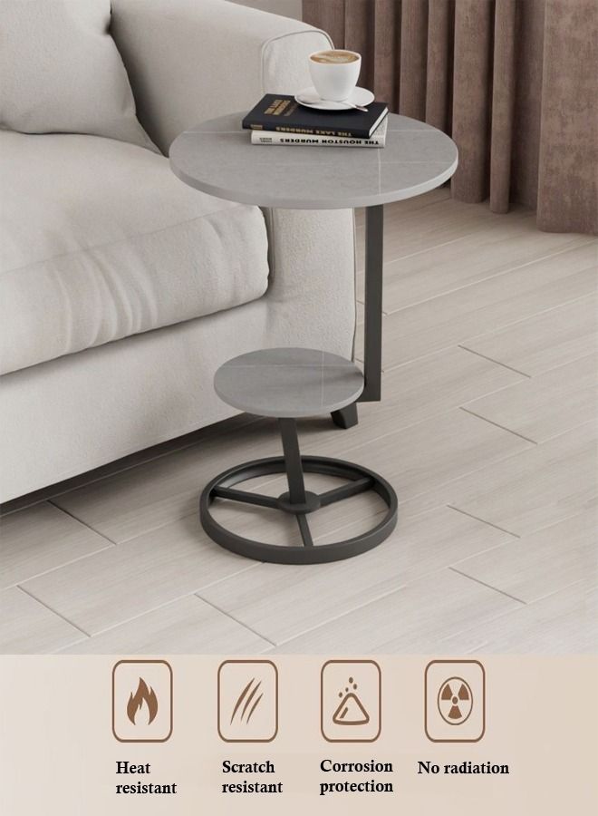 fashionhome طاولة جانبية محمولة بتصميم عصري متعدد الاستخدامات بطبقتين لغرف النوم والمكاتب 40 × 55 سم - Image 2
