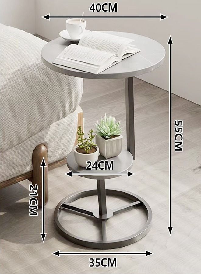 fashionhome طاولة جانبية محمولة بتصميم عصري متعدد الاستخدامات بطبقتين لغرف النوم والمكاتب 40 × 55 سم - Image 3