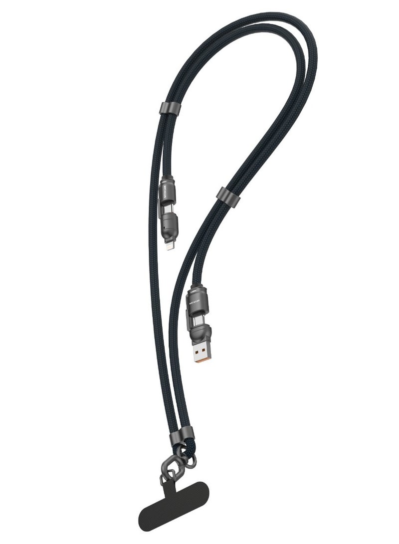 GREEN LION 4 In 1 Braided 240W Lanyard Cable 1.5 Meter with 480 Mbps Transfer Speed & Tangle-Free Handling / Wide Compatibility / Charge & Sync / Secure & Safe / Mobile Compatible / 10000 Bends - Image 1