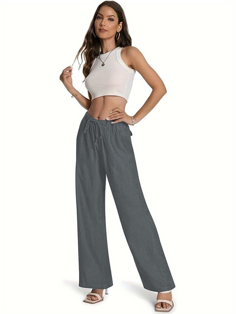 TOPLOT Women's Wide-Leg Drawstring Jeans Pants (Wide-Leg-Jeans-5251-Grey-30) - Image 4