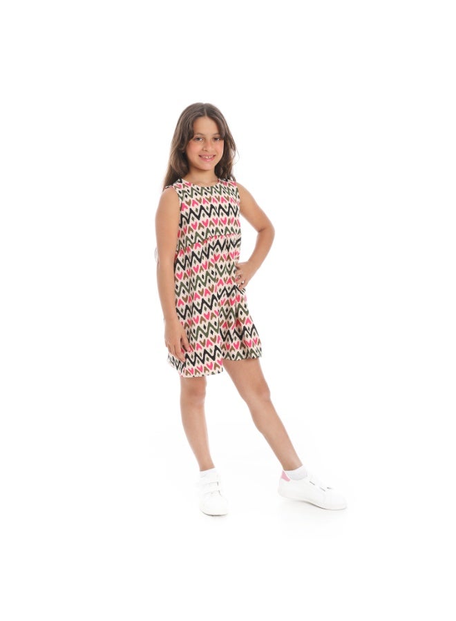 Andora Back Decorative Bow Sleeveless Girls Dress_Beige, Fuchsia and Olive - Image 3